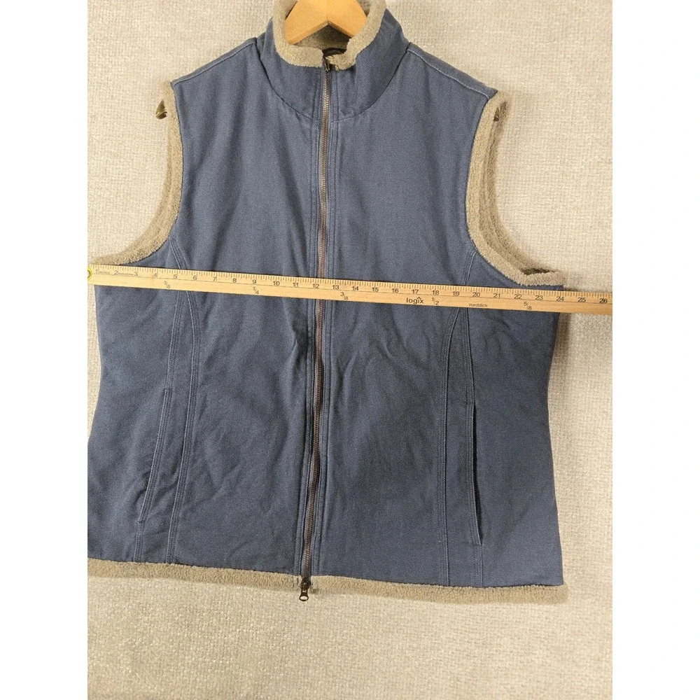 Duluth Trading Co Mens XL Blue Canvas Sherpa Fleece Lined Full Zip Work Vest